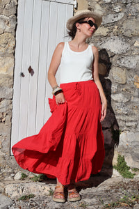 Jupe Fluide Doublée TIFENN Rouge
