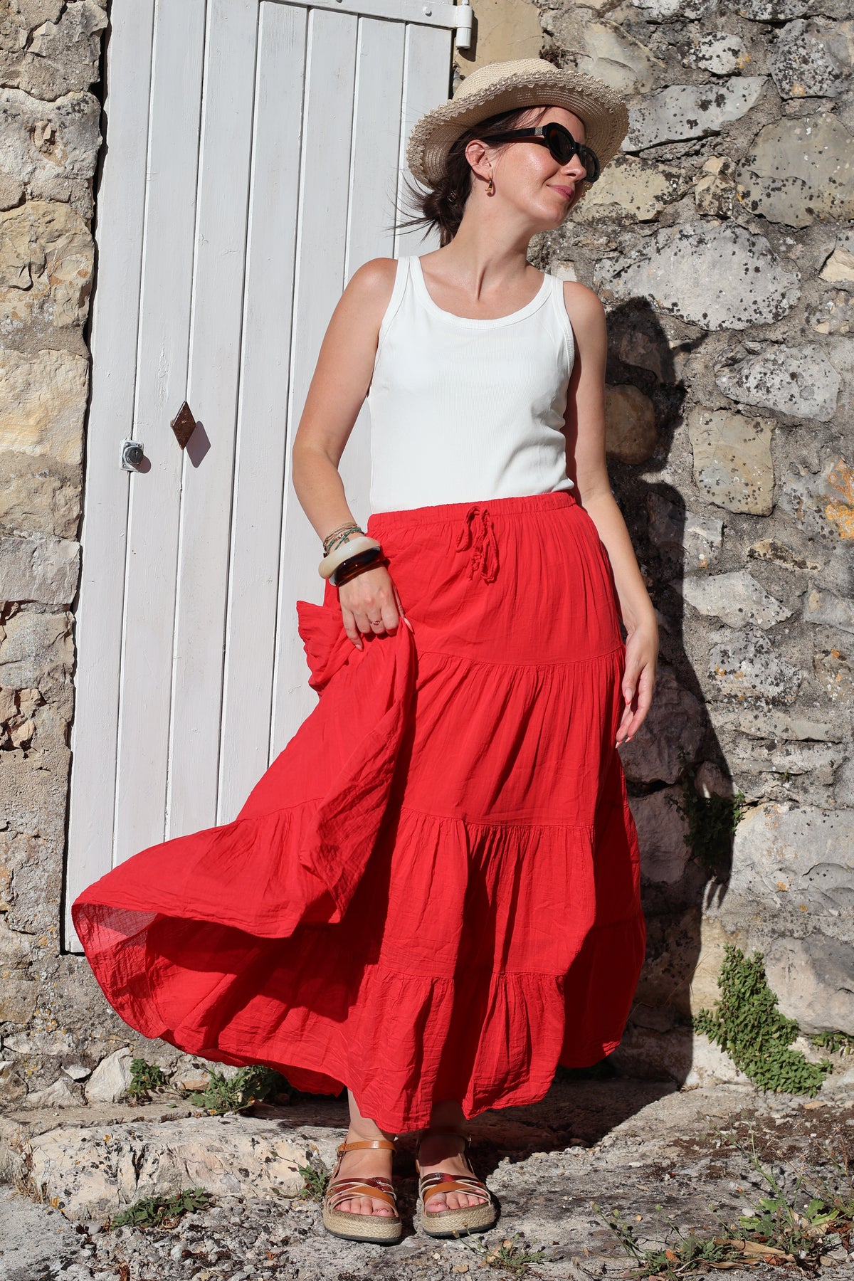 Jupe Fluide Doublée TIFENN Rouge