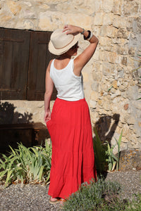 Jupe Fluide Doublée TIFENN Rouge