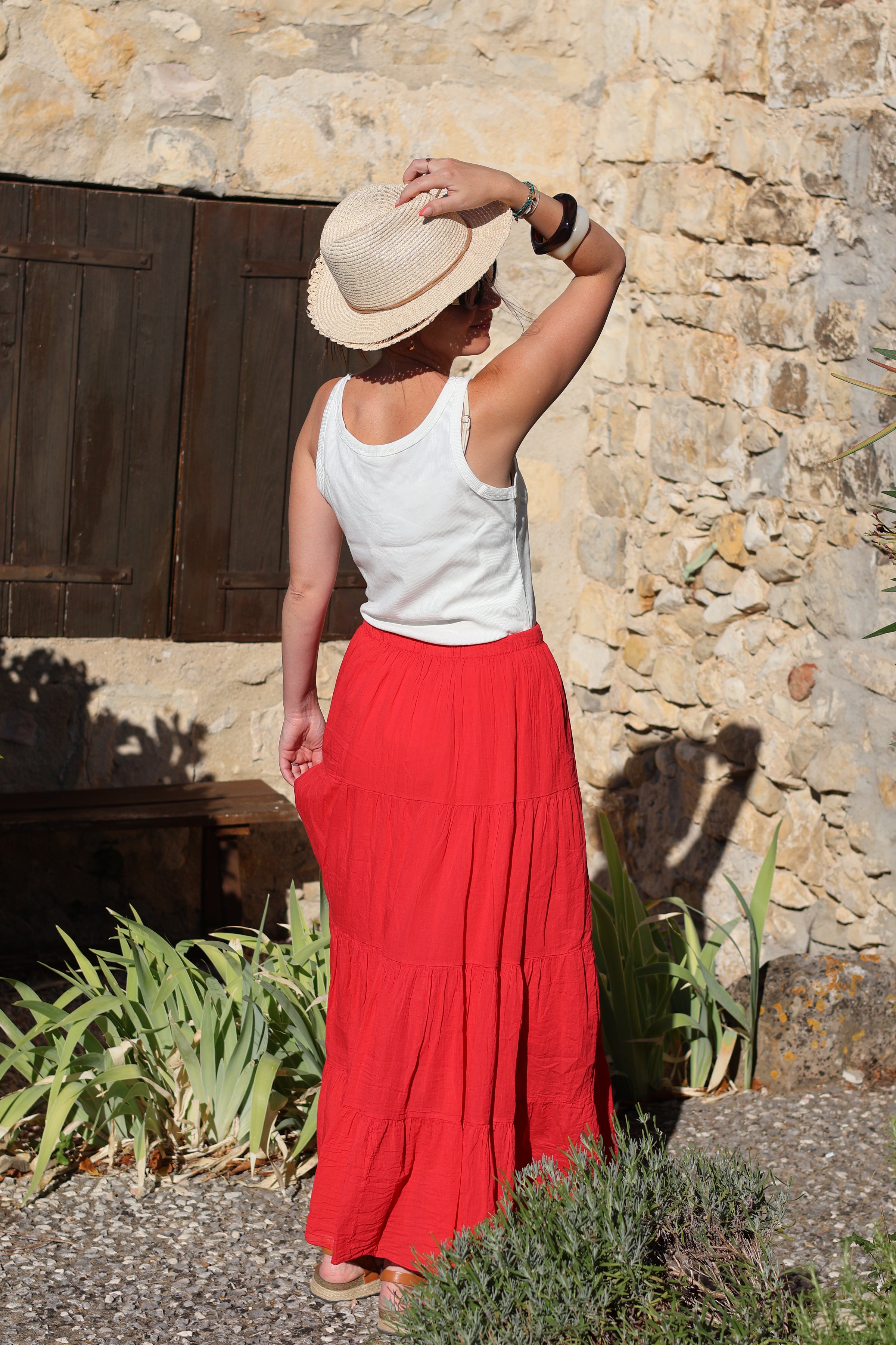 Jupe Fluide Doublée TIFENN Rouge
