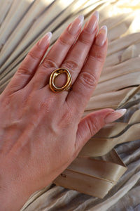 Bague Acier Dorée SÔL