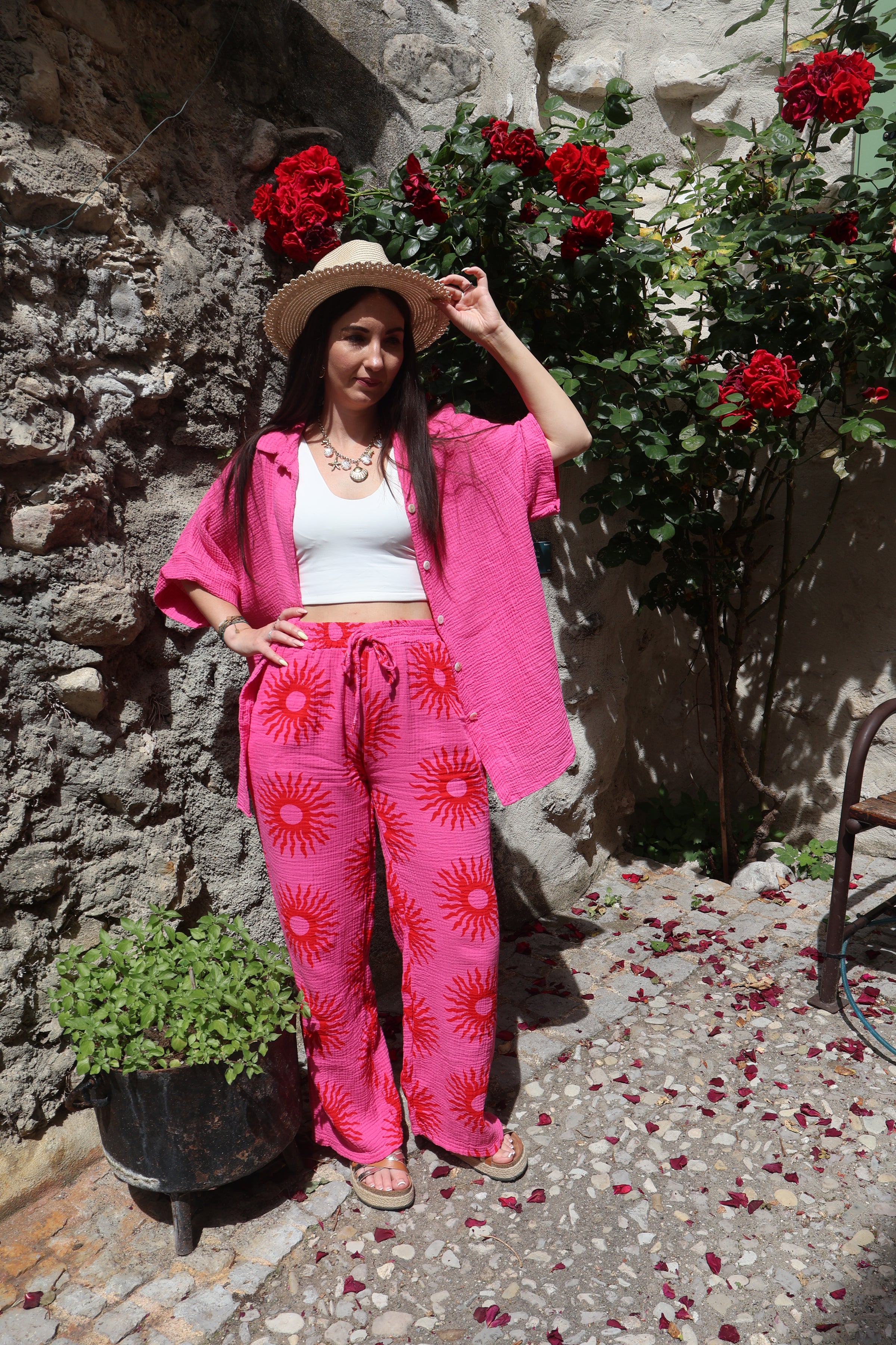 Chemise Gaze De Coton MARY SOL Fuchsia