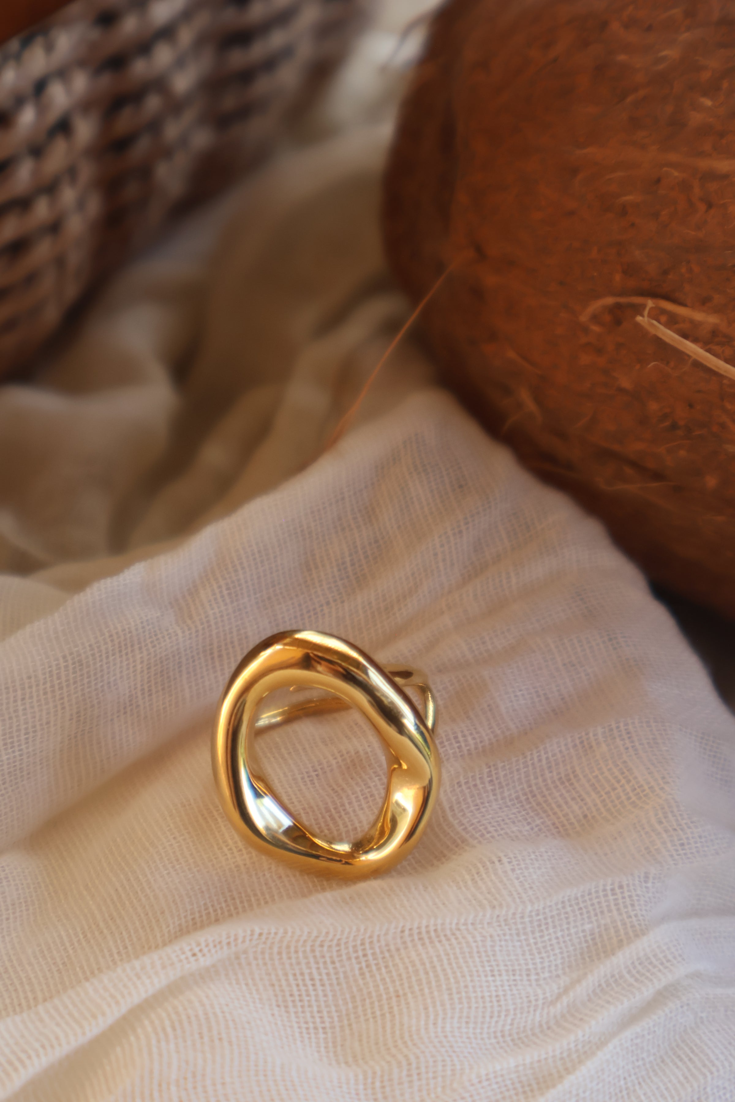 Bague Acier Dorée SÔL