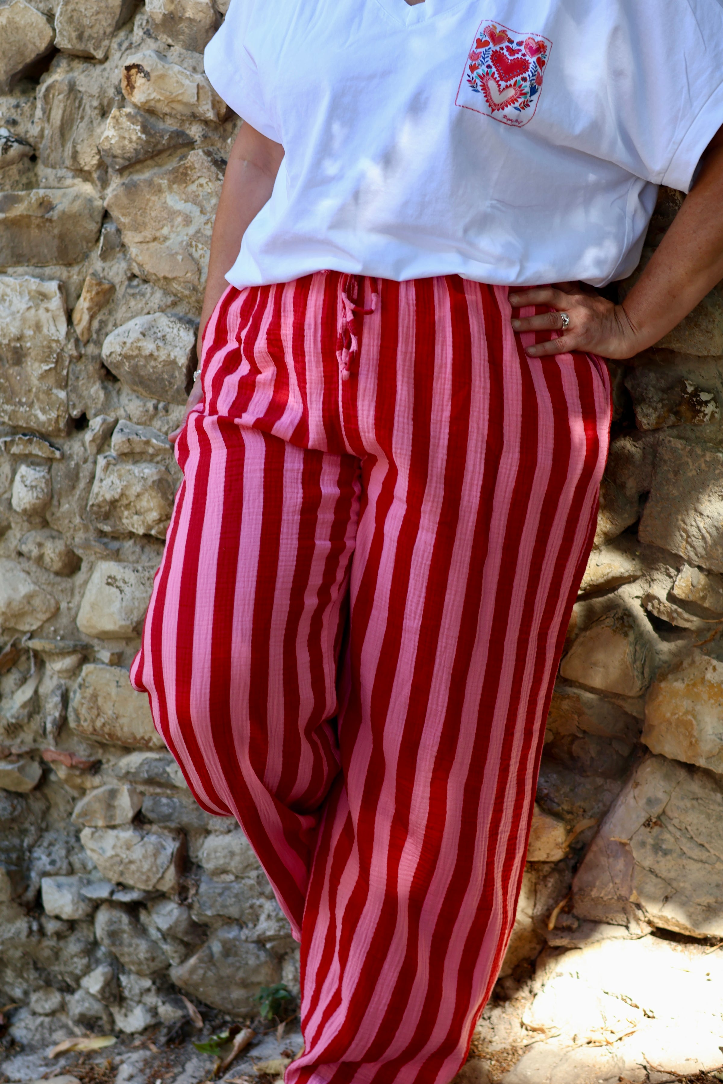 Pantalon Rayé LORI Belle Taille