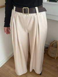 Pantalon palazzo avec ceinture LÉONARDO Écru