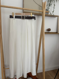 Pantalon palazzo avec ceinture LÉONARDO Blanc