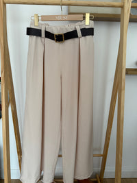 Pantalon palazzo avec ceinture LÉONARDO Écru