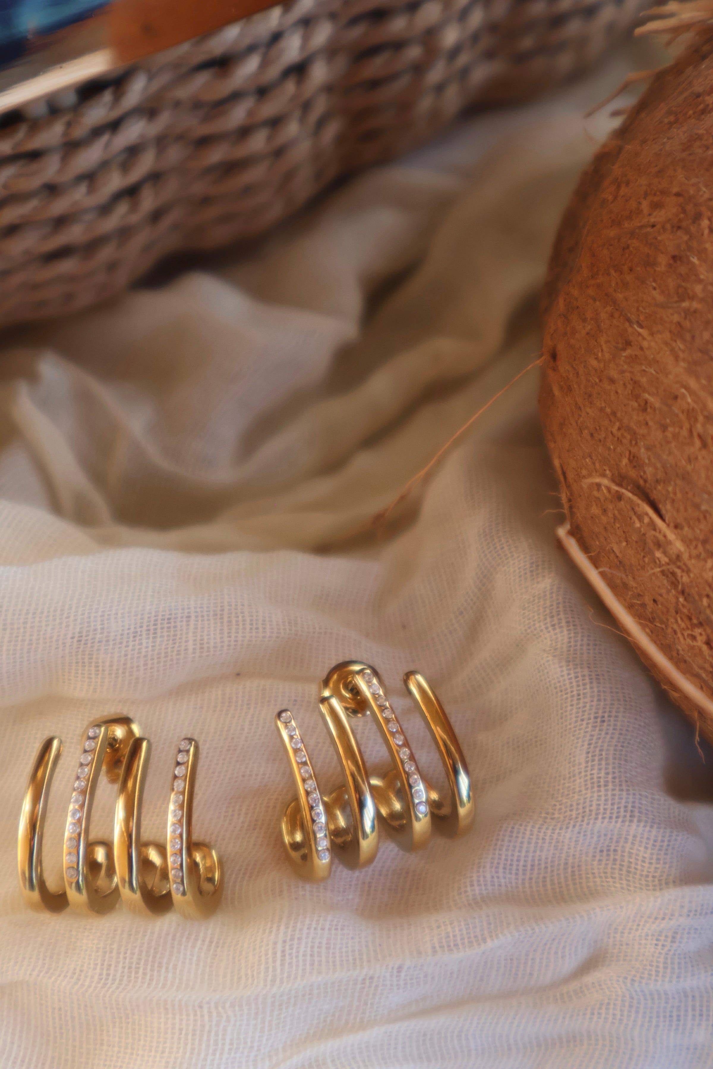 Boucles D'oreilles Acier Doré SELUNE