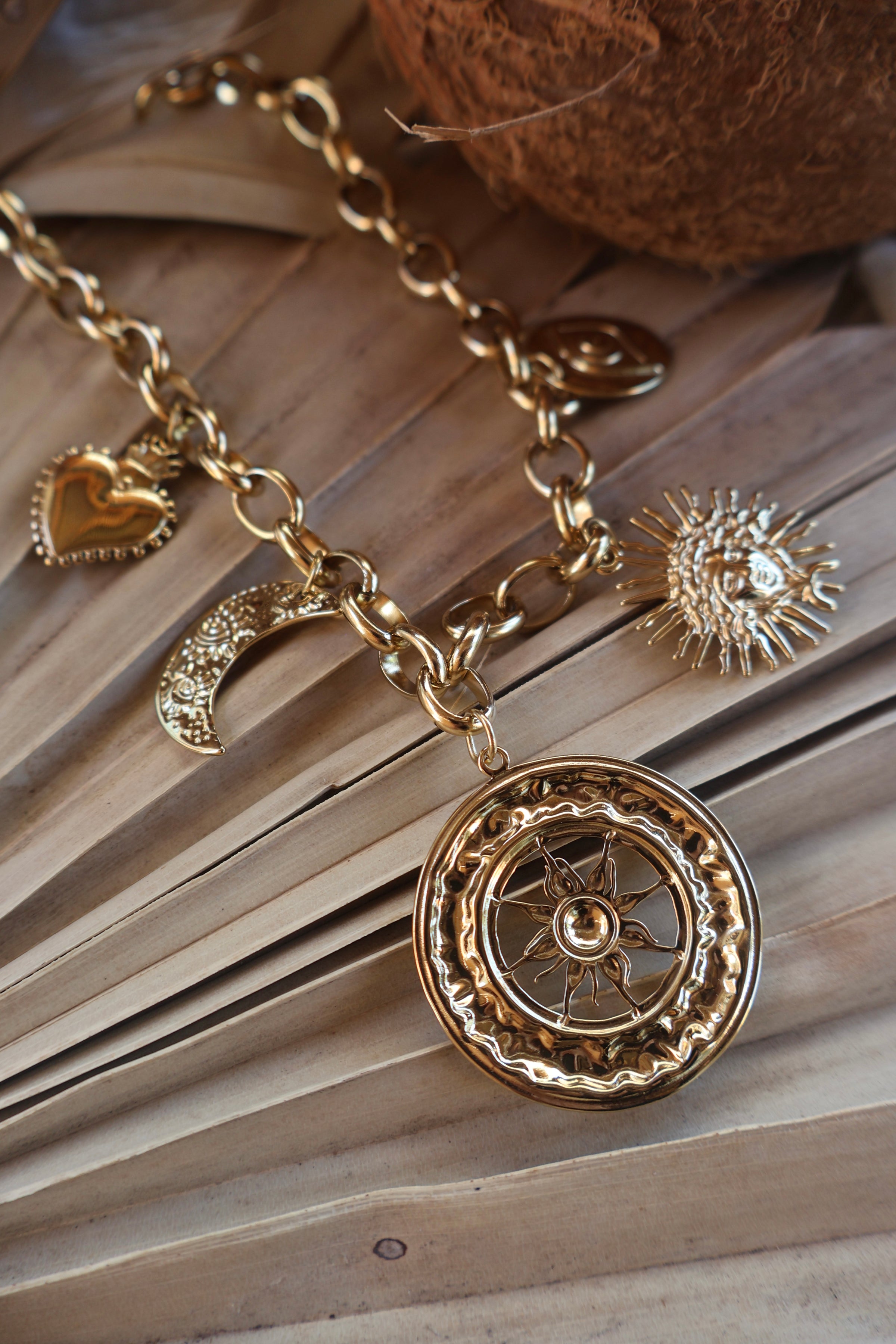 Collier En Acier Doré SUN MUSE