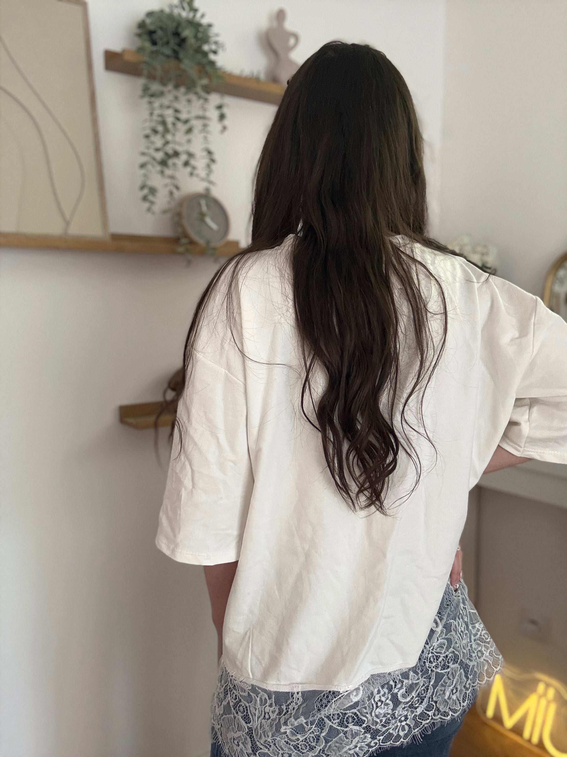 T-shirt MARINA Avec Dentelle Sur Le Bas Blanc