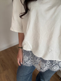 T-shirt MARINA Avec Dentelle Sur Le Bas Blanc