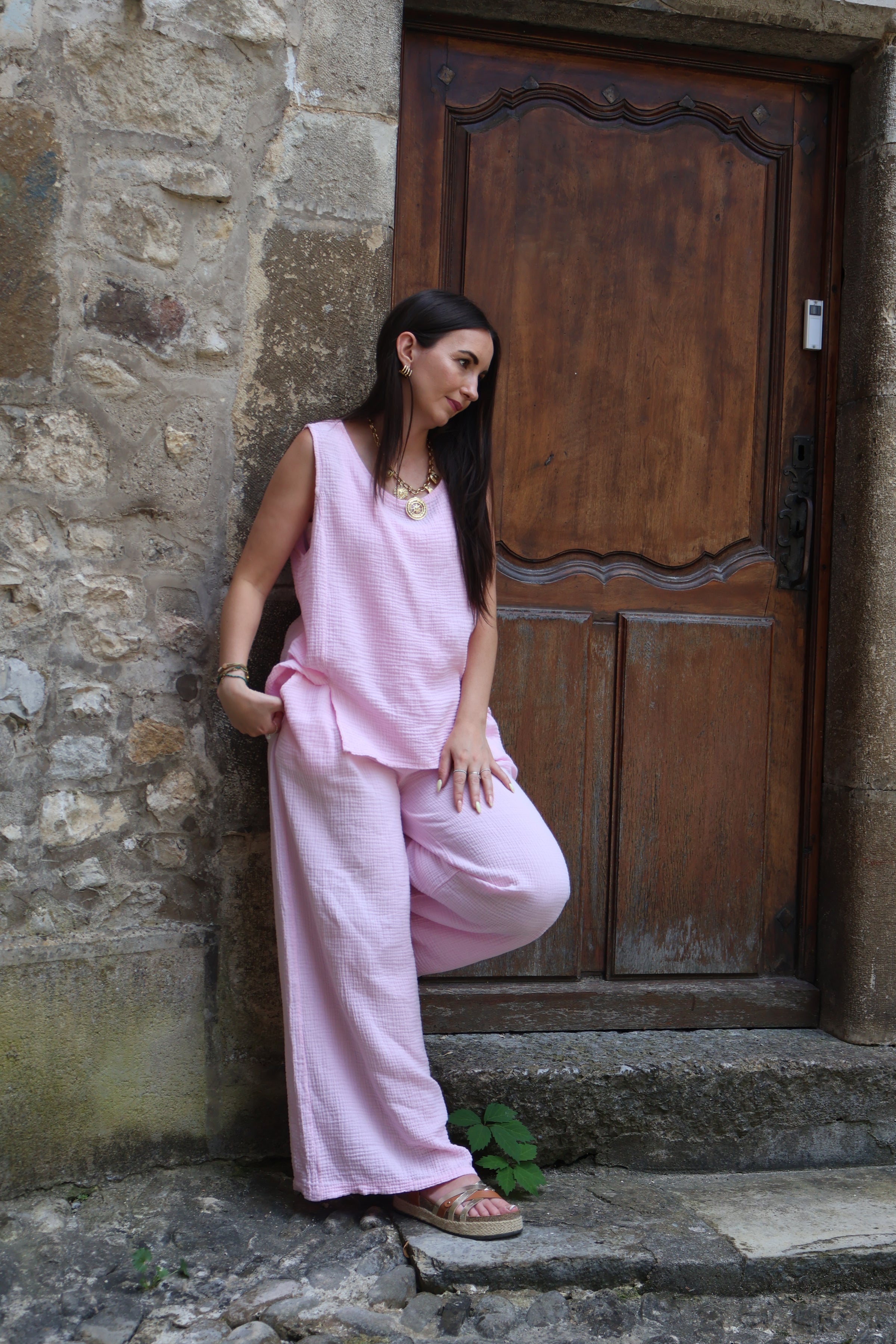 Ensemble Gaze De Coton PABLO Rose Clair