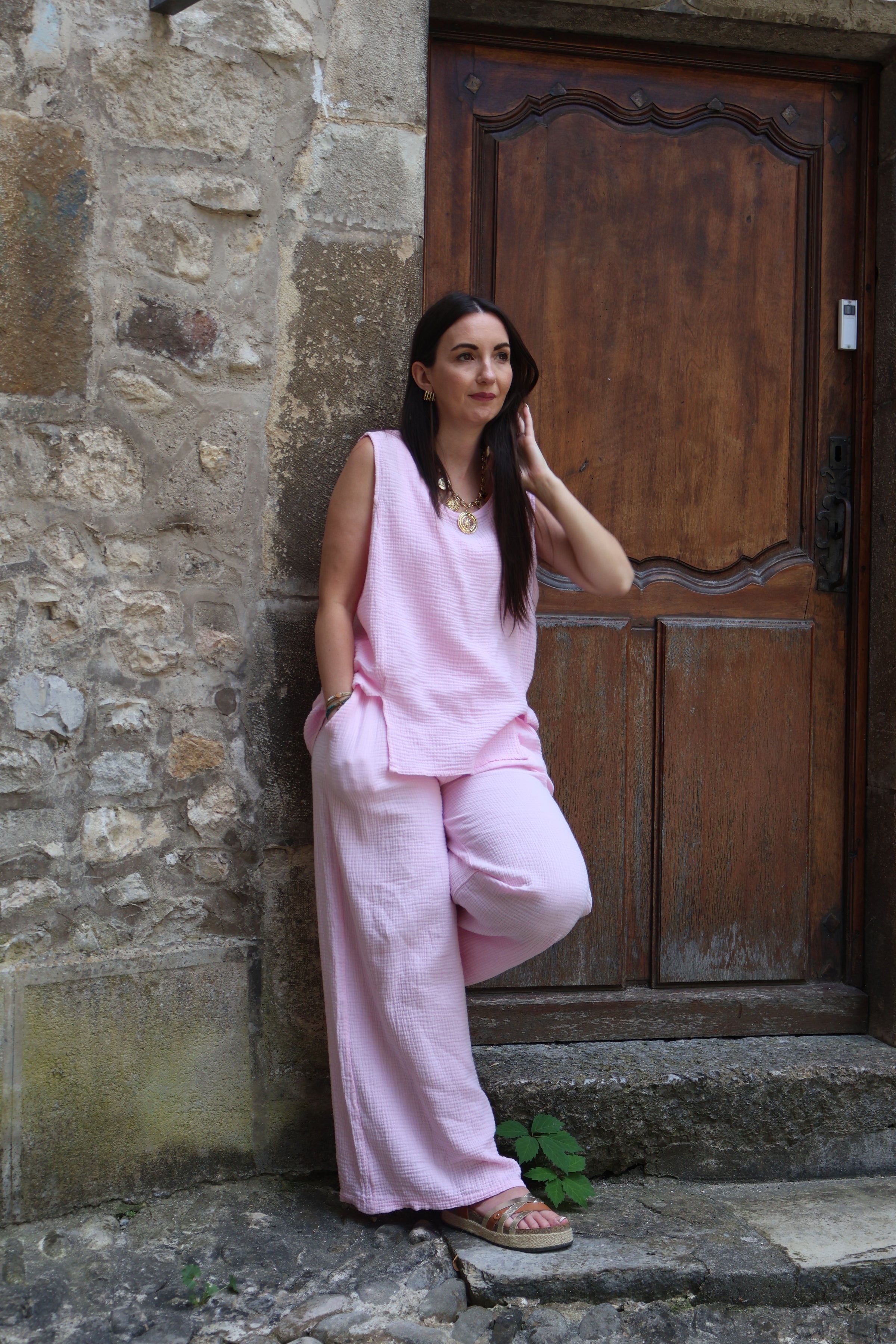 Ensemble Gaze De Coton PABLO Rose Clair