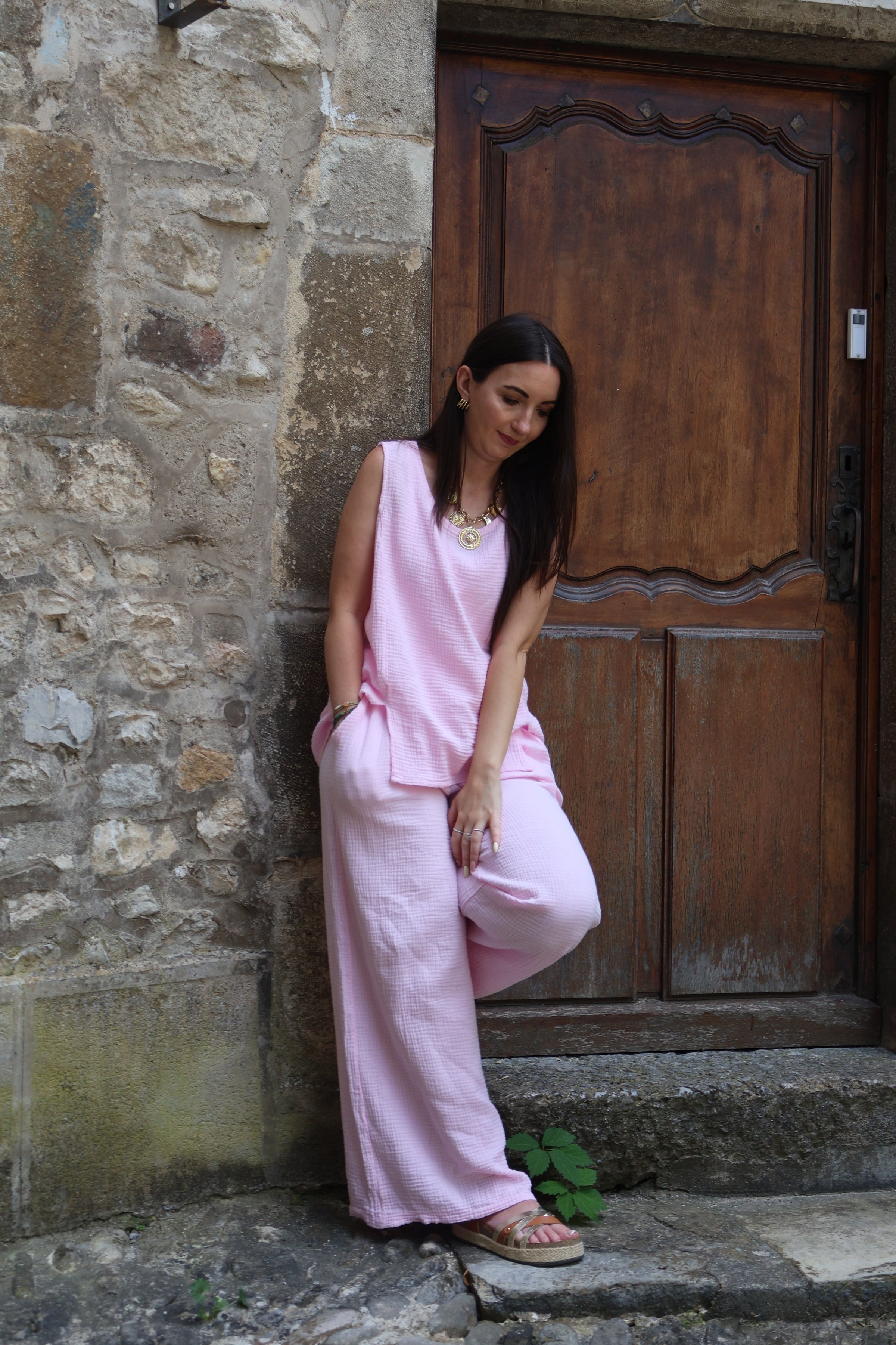 Ensemble Gaze De Coton PABLO Rose Clair