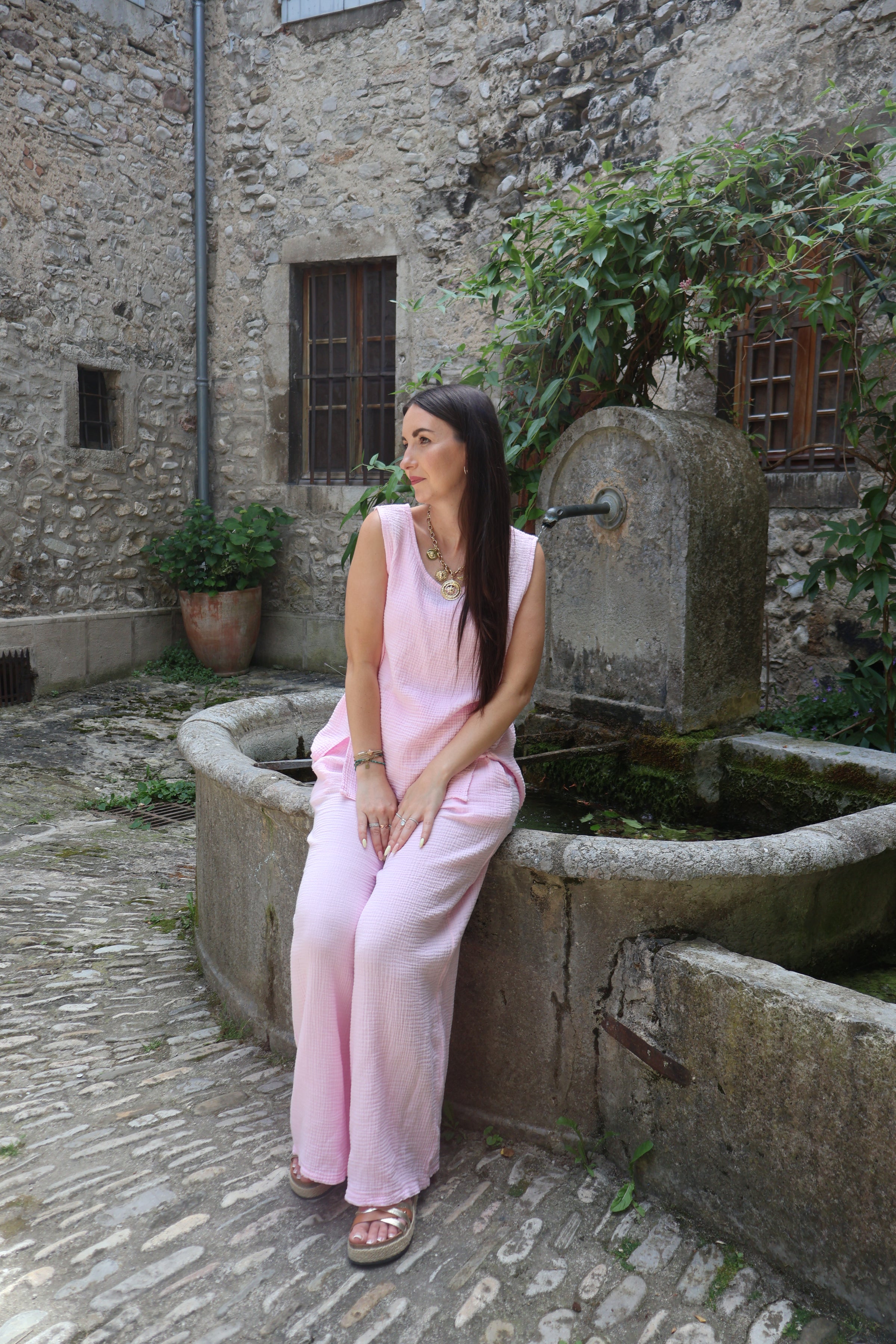 Ensemble Gaze De Coton PABLO Rose Clair
