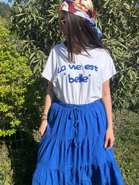 Jupe Fluide Doublée TIFENN Bleue