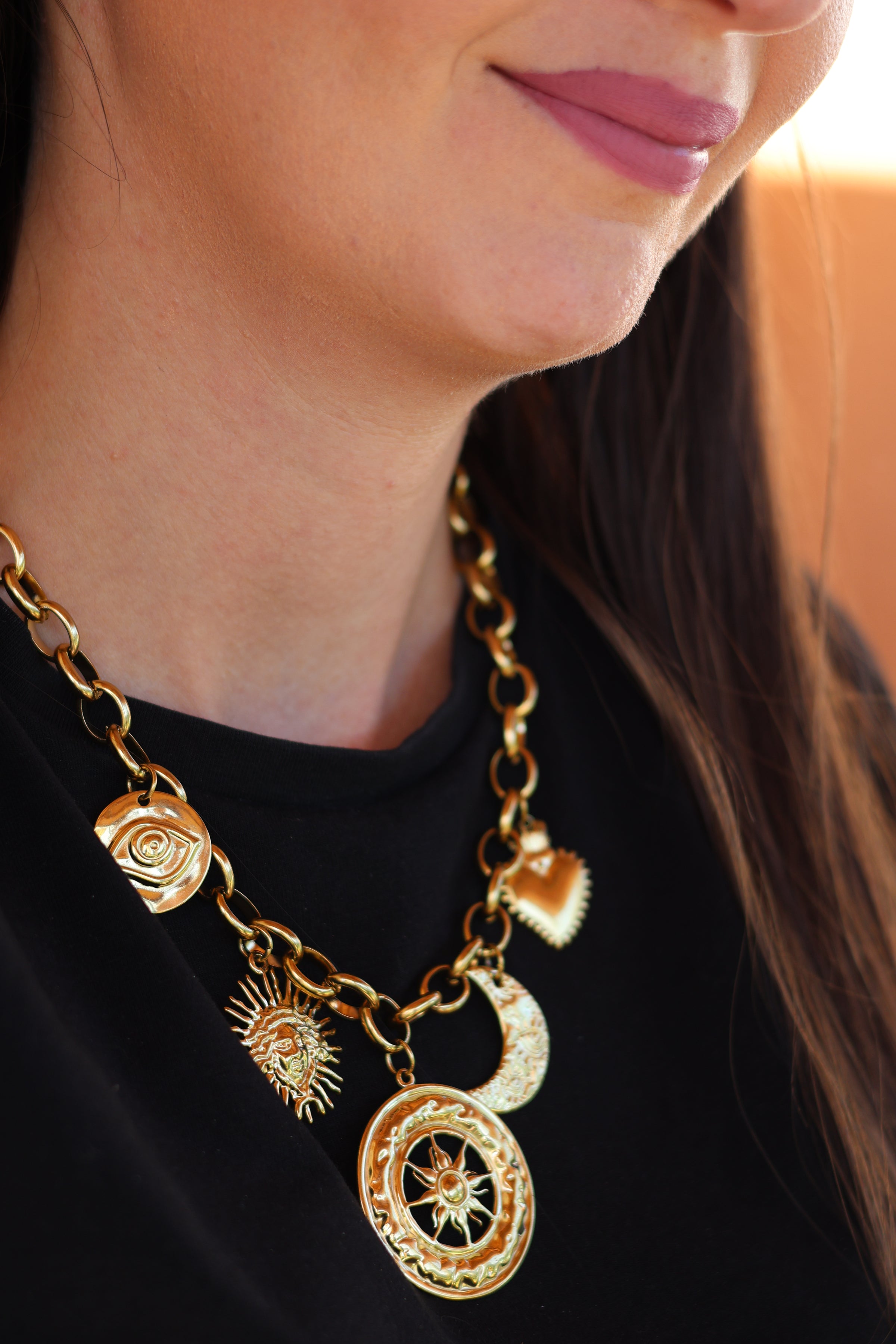 Collier En Acier Doré SUN MUSE