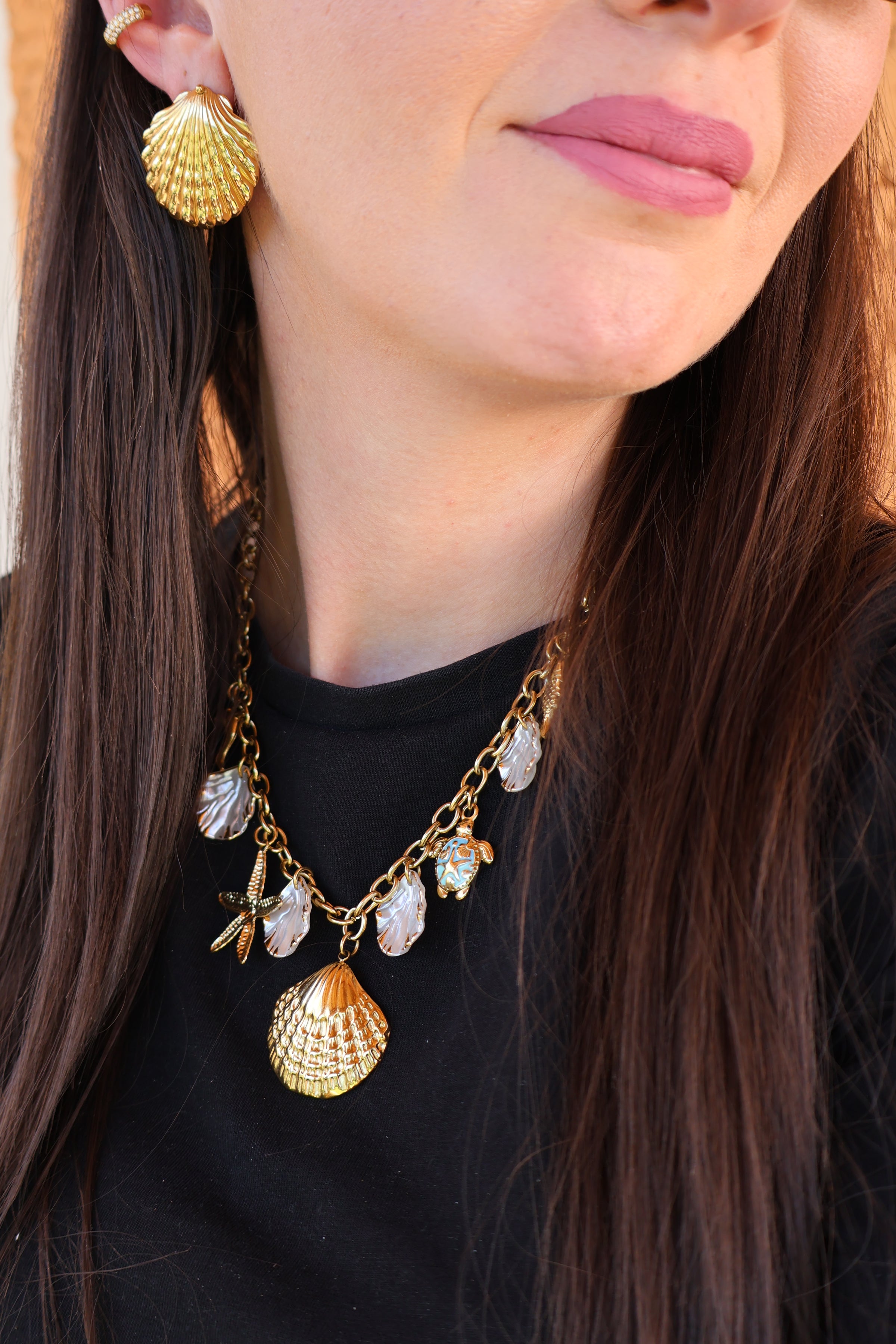Collier En Acier Doré PERLA MARE