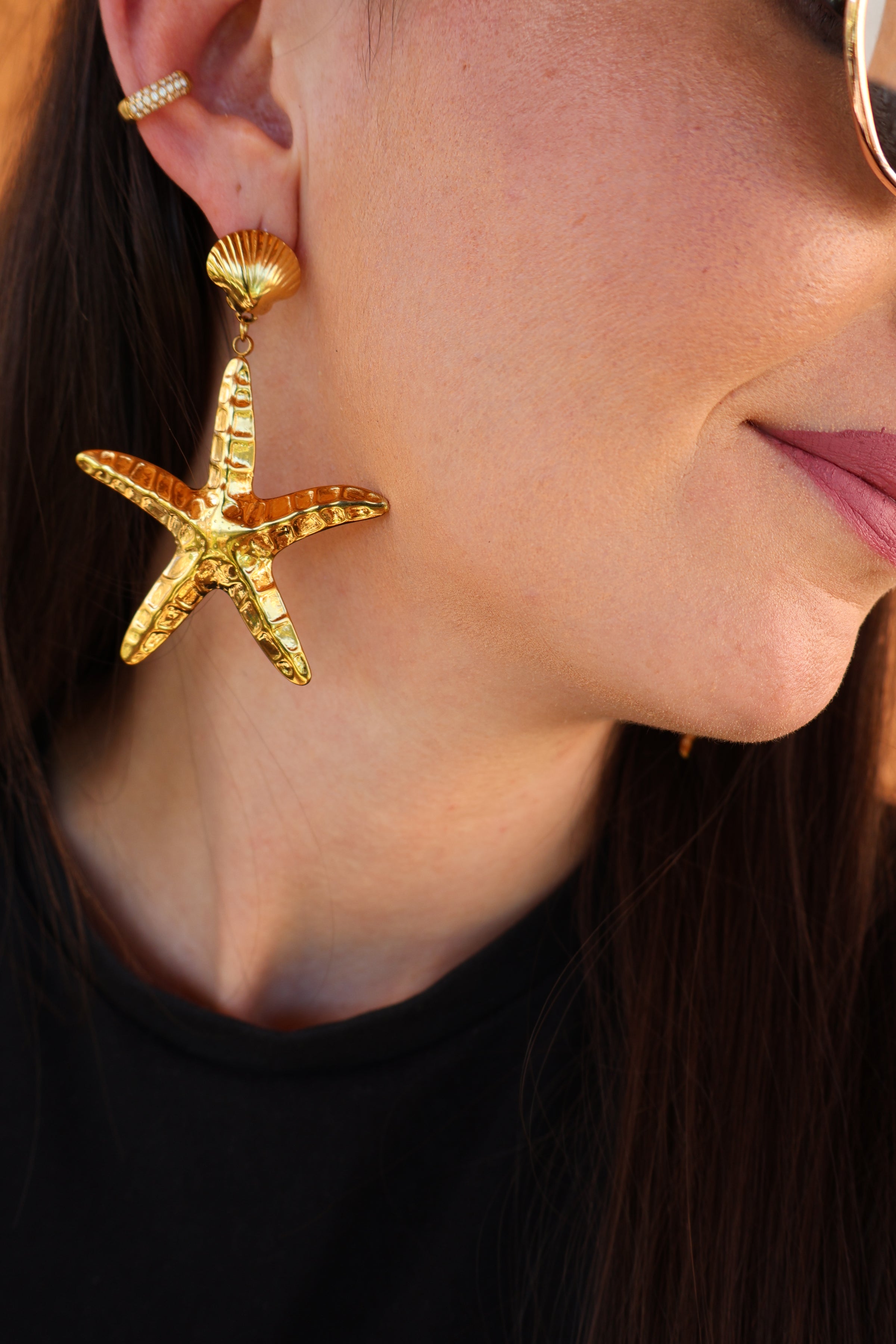 Boucles D'oreilles En Acier Doré OCÉARA