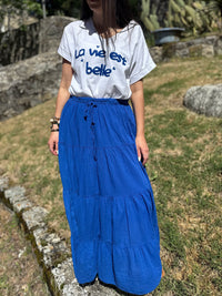 Jupe Fluide Doublée TIFENN Bleue