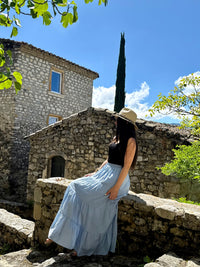 Jupe Fluide Doublée TIFENN Bleu Ciel