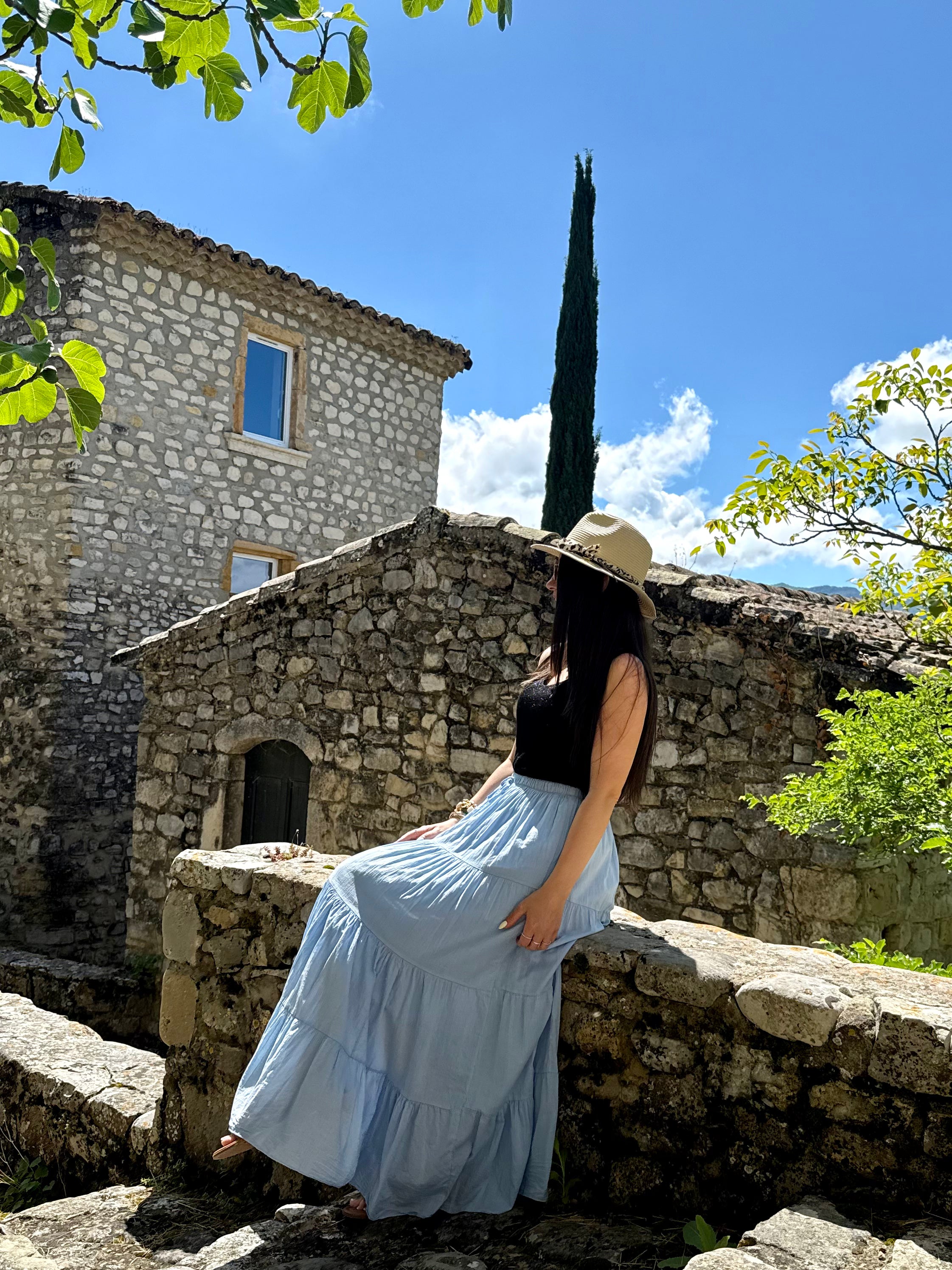 Jupe Fluide Doublée TIFENN Bleu Ciel