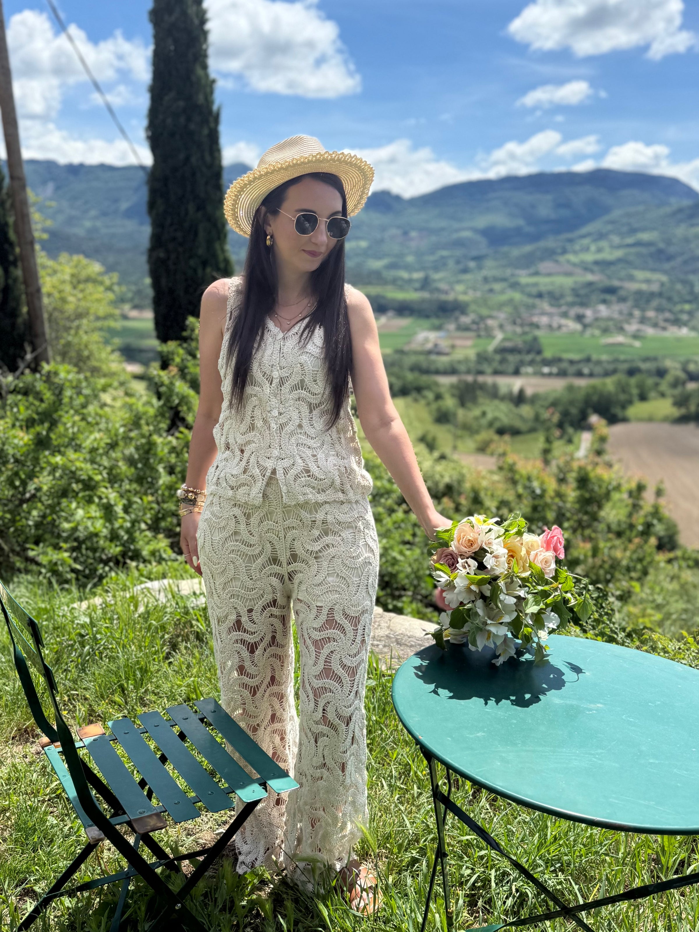 Ensemble en crochet beige CLEO