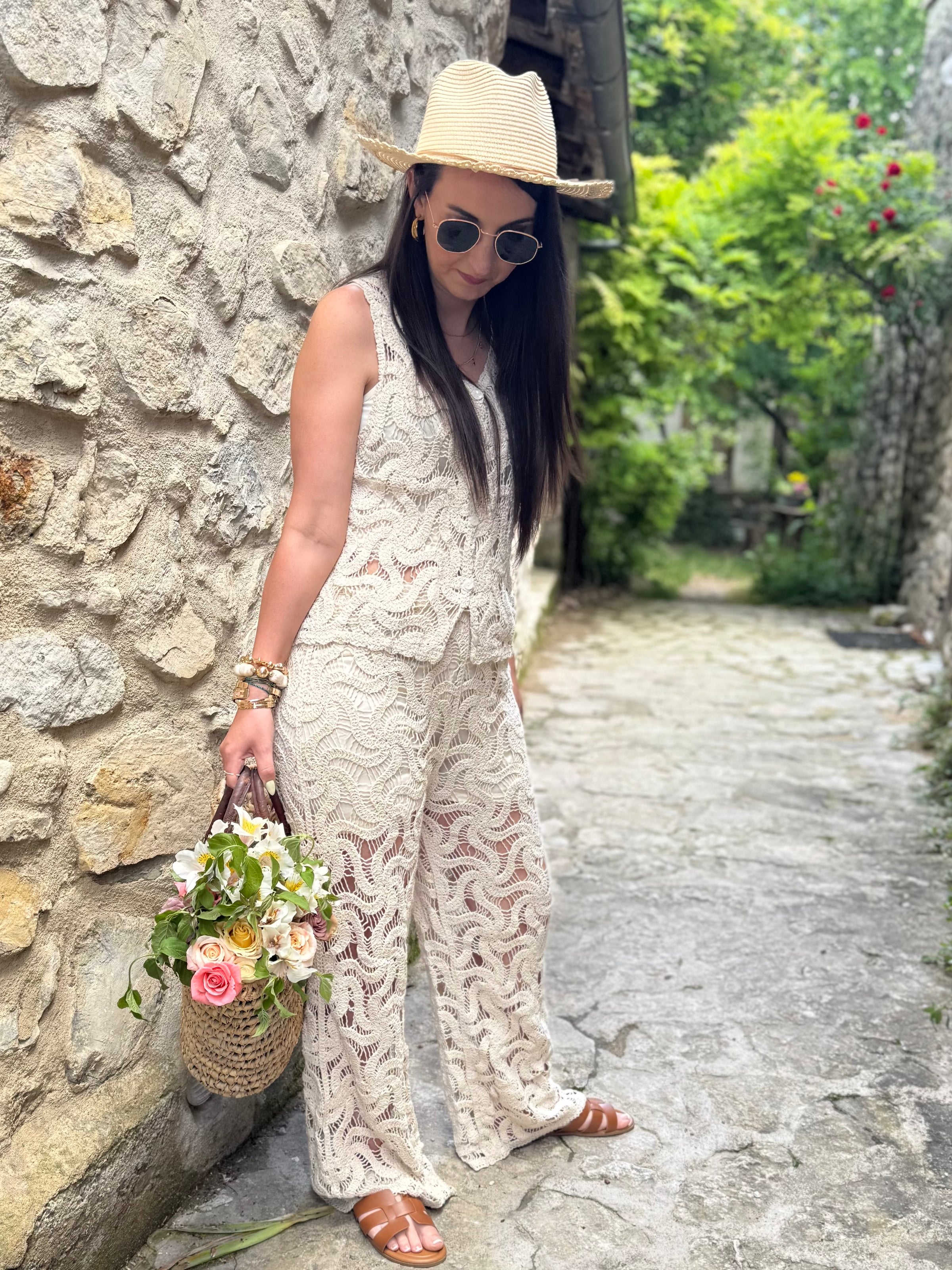 Ensemble en crochet beige CLEO