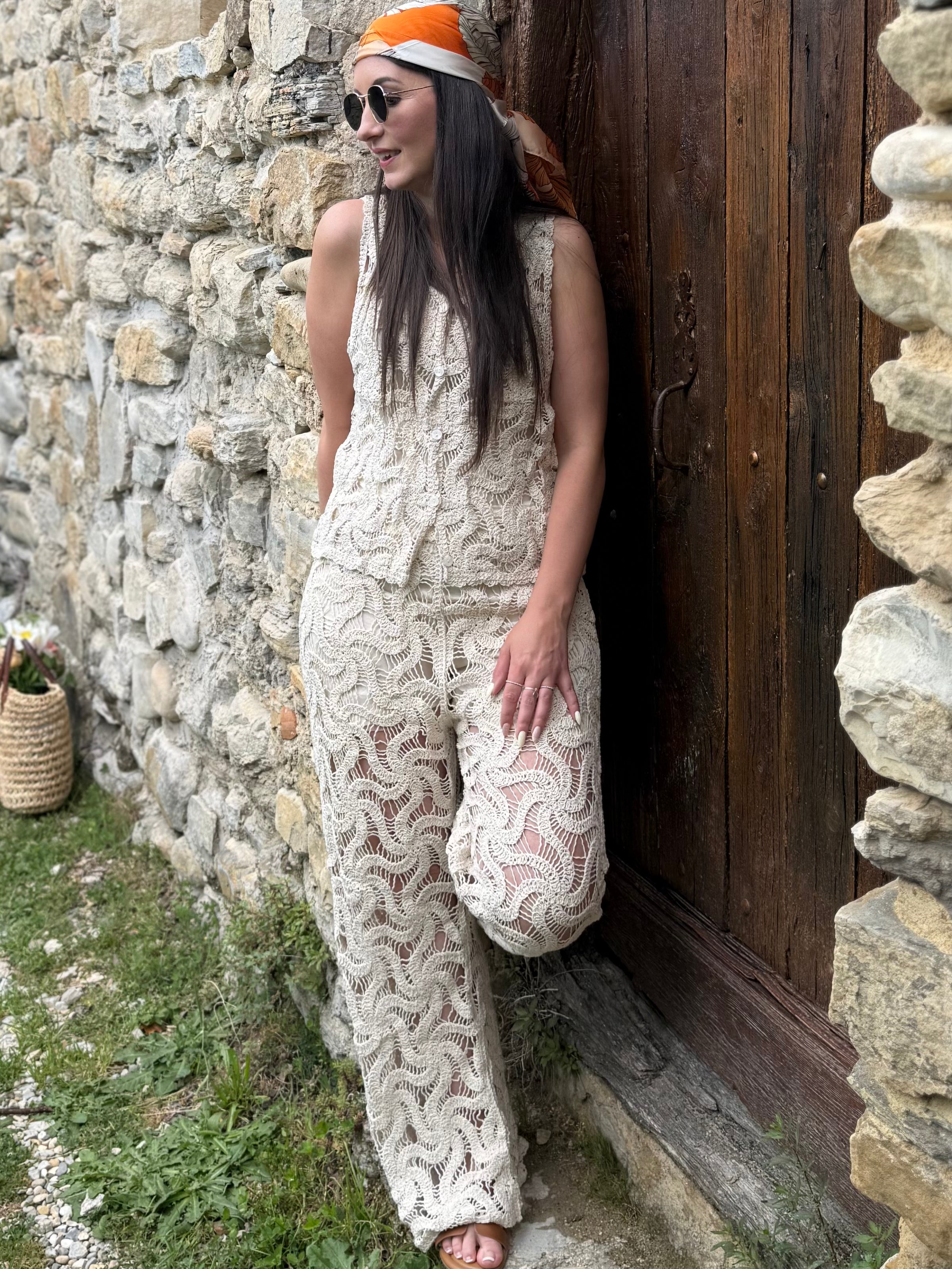 Ensemble en crochet beige CLEO