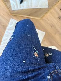 Jean mom avec broderie et strass CINDY