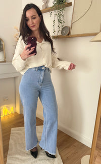 Gilet boutonné col revers brodé LOUISE