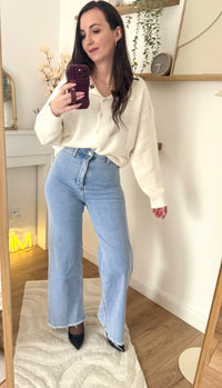 Gilet boutonné col revers brodé LOUISE