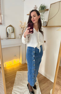 Jupe longue denim avec boutons DONNA