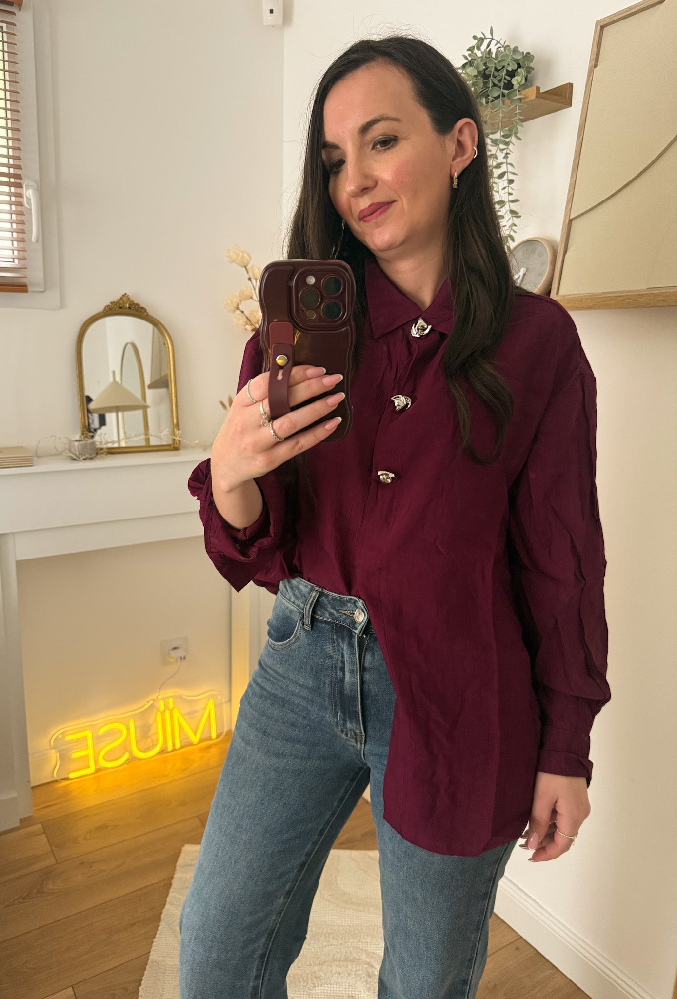 Blouse avec boutons argentés  MONICA