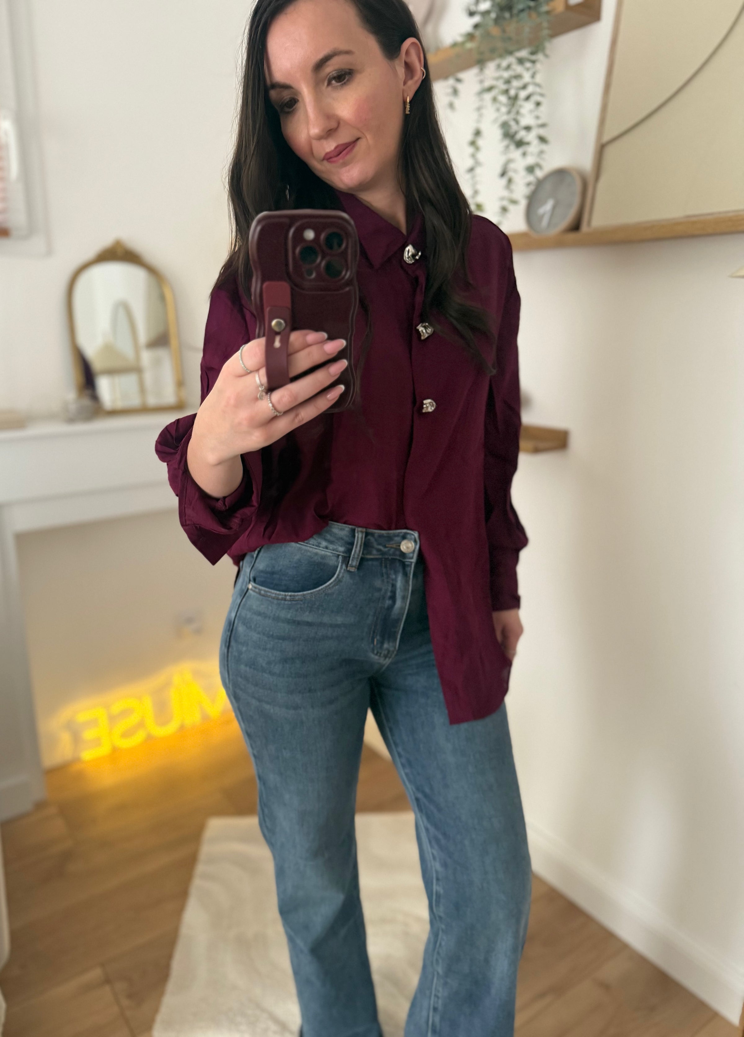 Blouse avec boutons argentés  MONICA