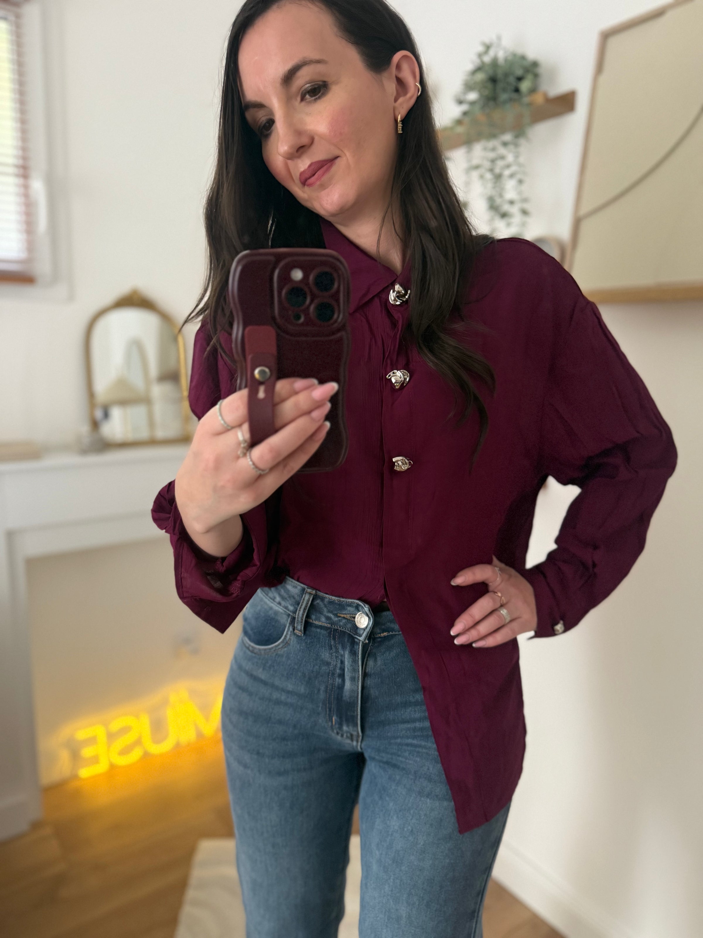 Blouse avec boutons argentés  MONICA