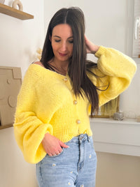 Gilet boutonné jaune MARIETTE