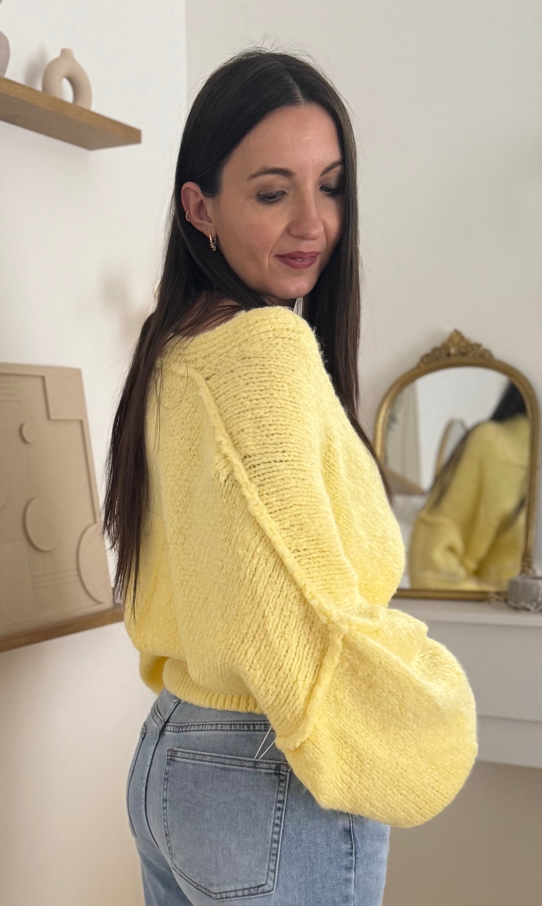 Gilet boutonné jaune MARIETTE