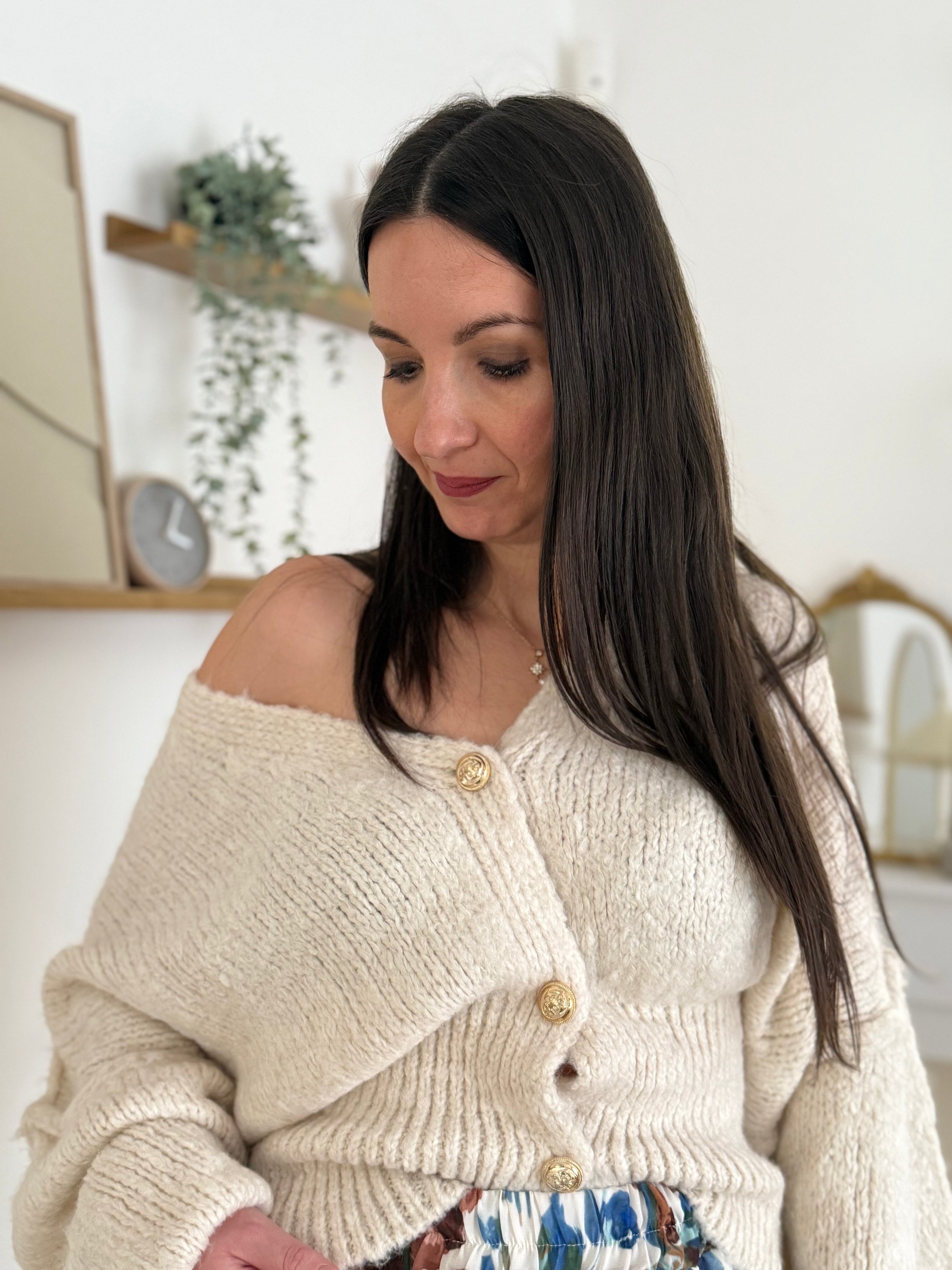 Gilet boutonné écru MARIETTE