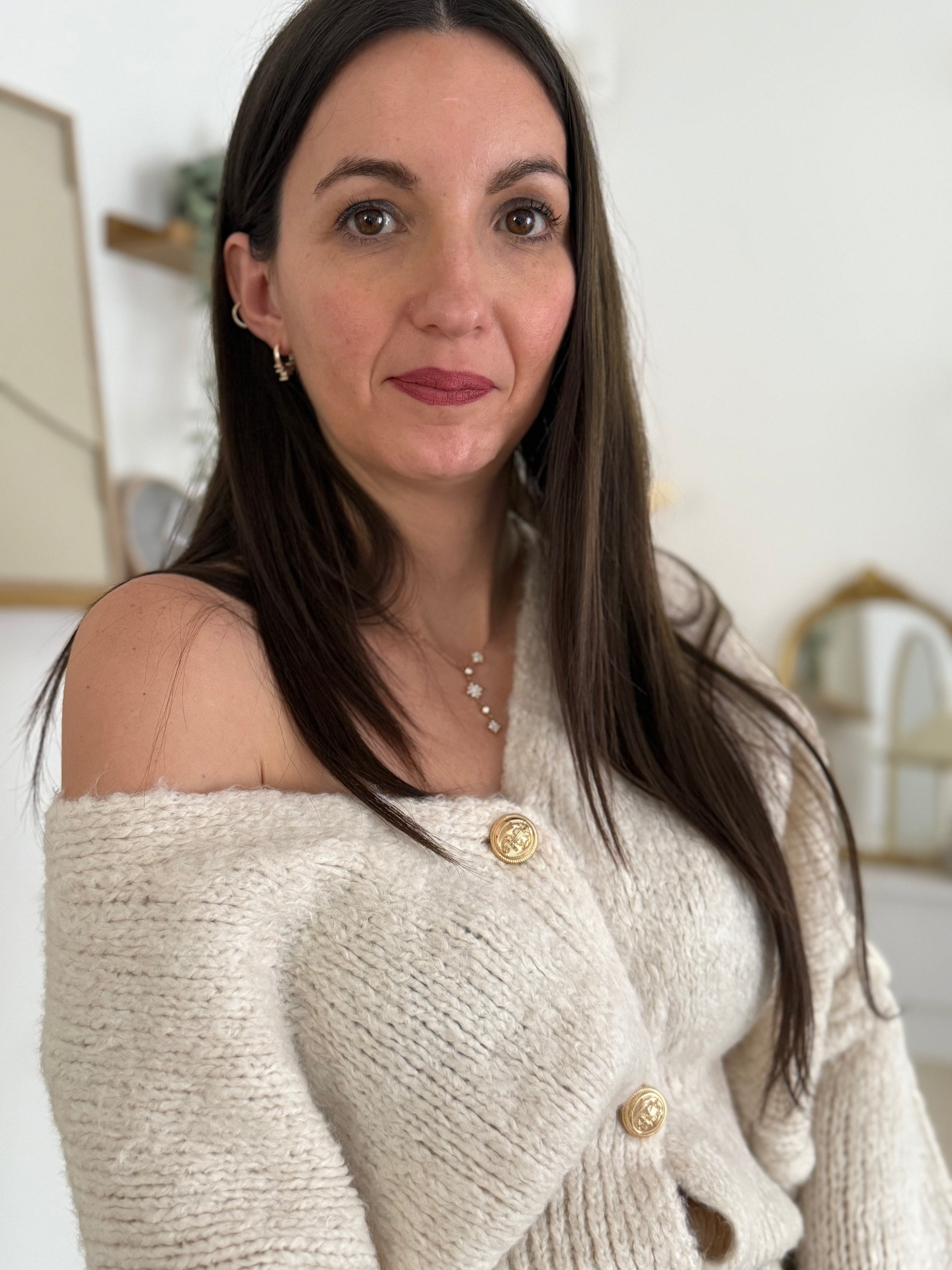 Gilet boutonné écru MARIETTE