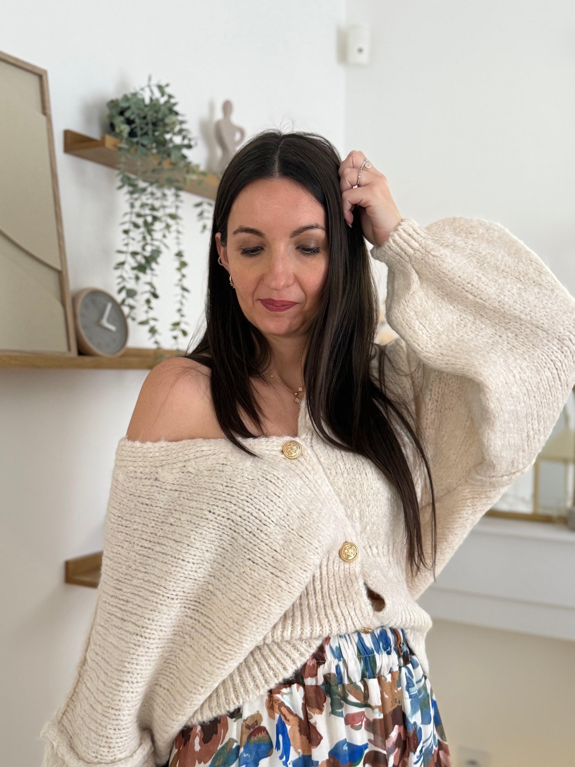 Gilet boutonné écru MARIETTE