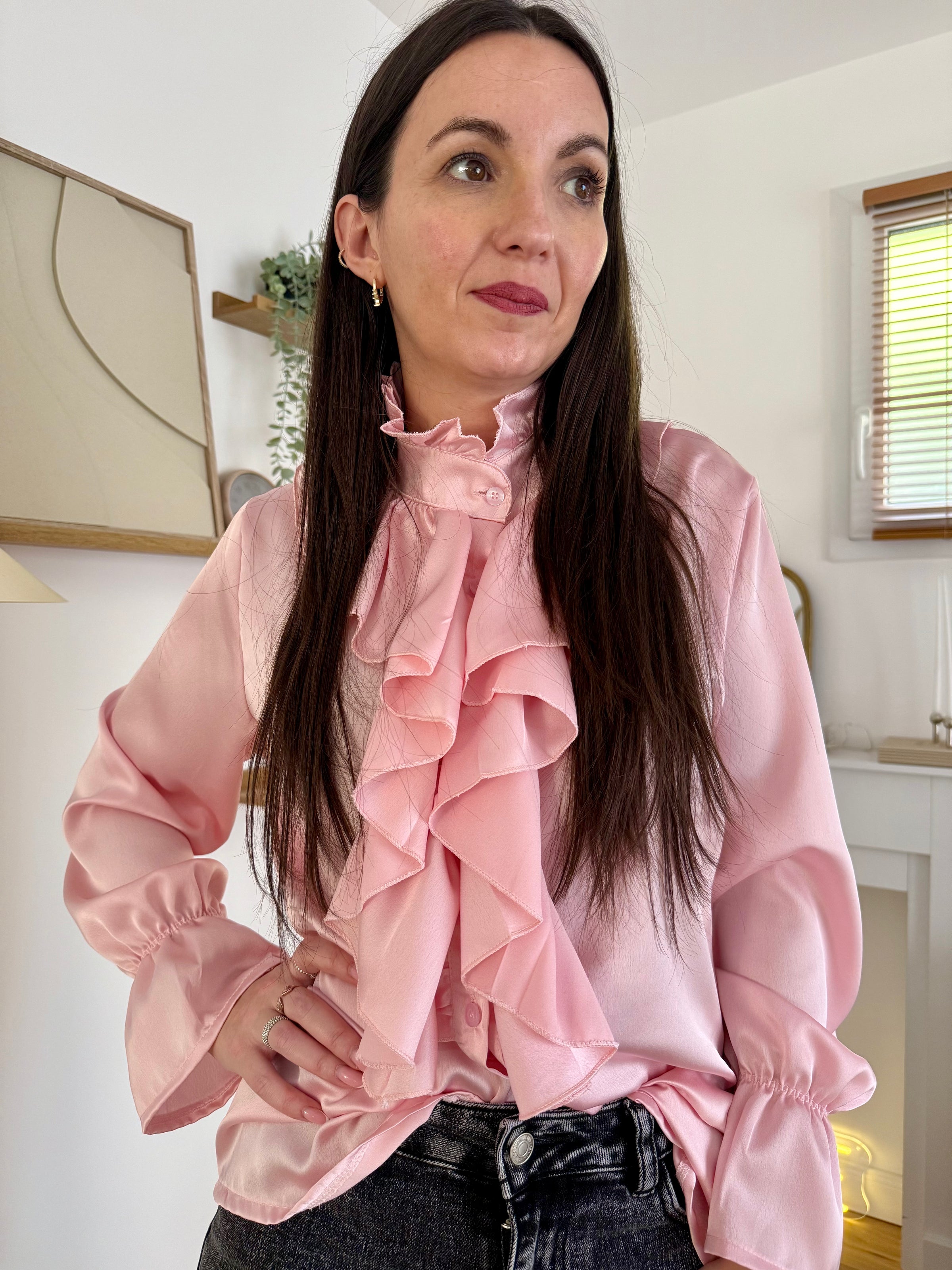 Chemise à volants satiné SALOMÉ