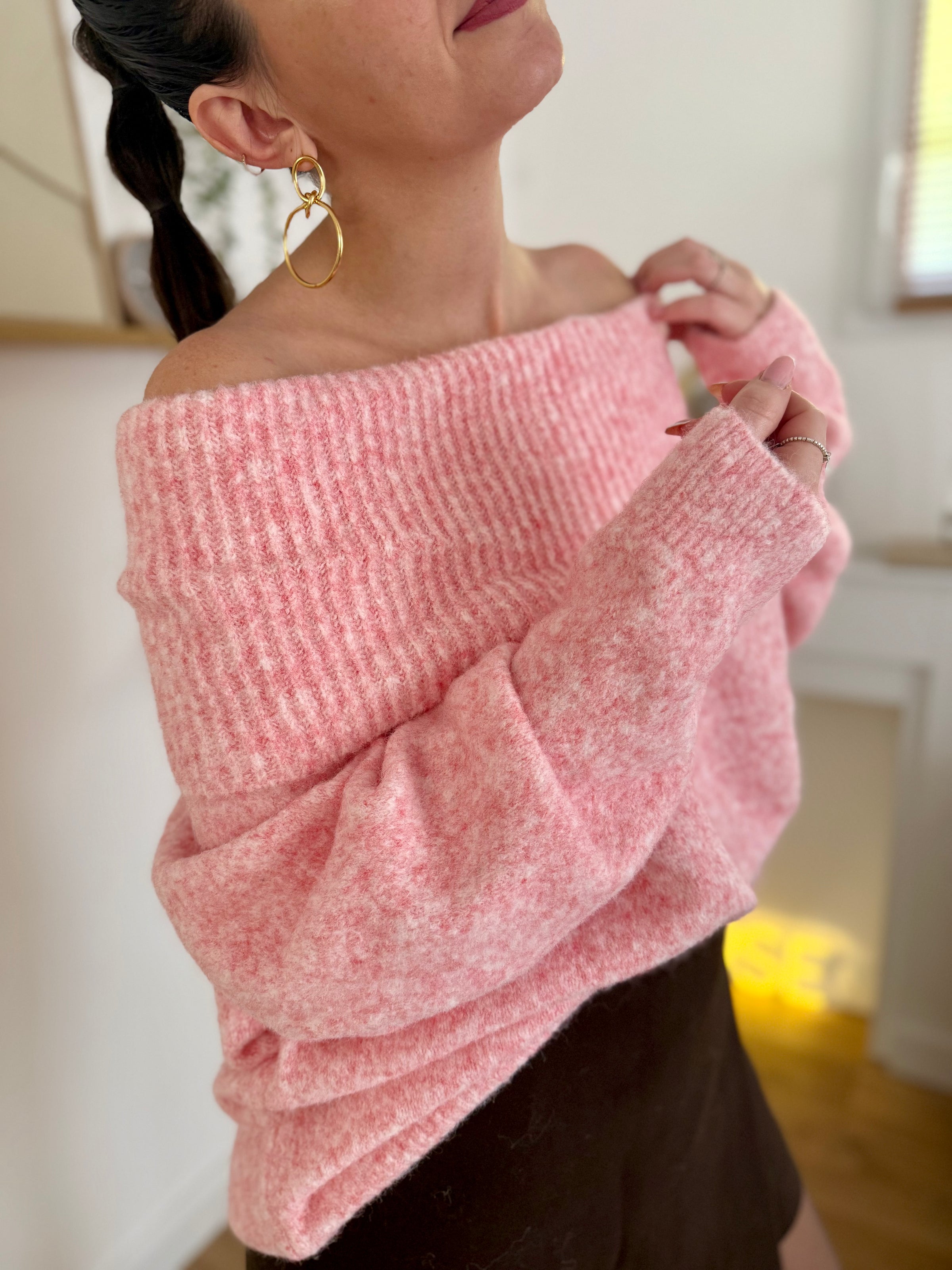 Pull oversize col bateau rose MÉLINE