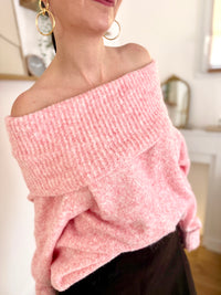 Pull oversize col bateau rose MÉLINE