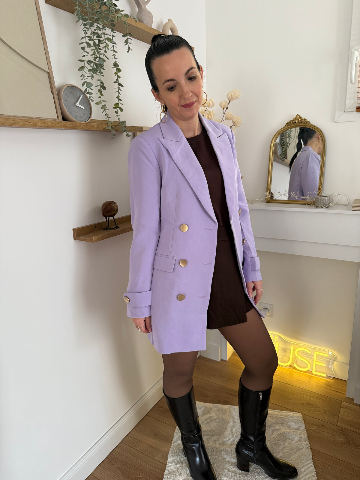 Blazer lilas  à boutons dorés MALO