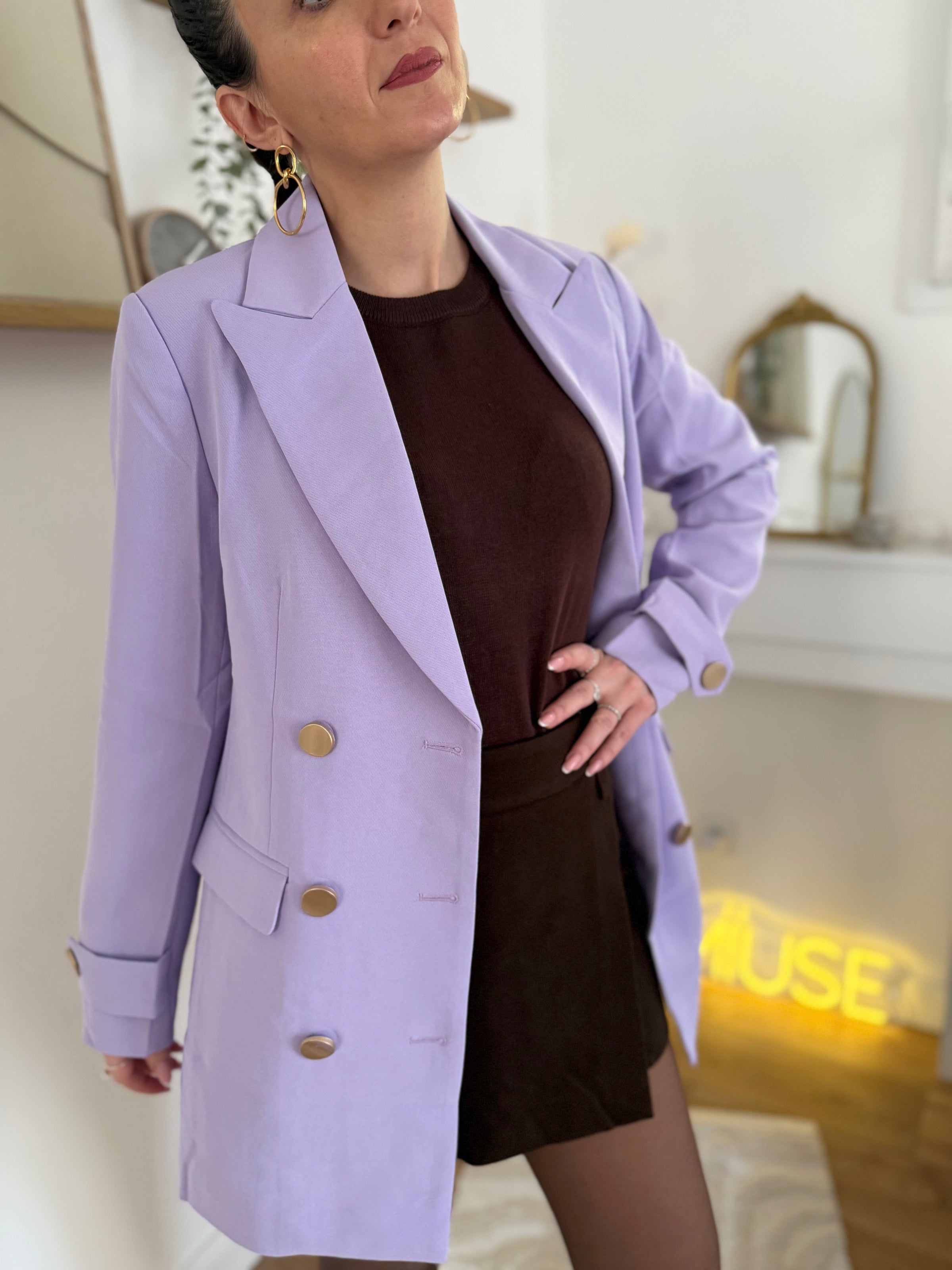 Blazer lilas  à boutons dorés MALO