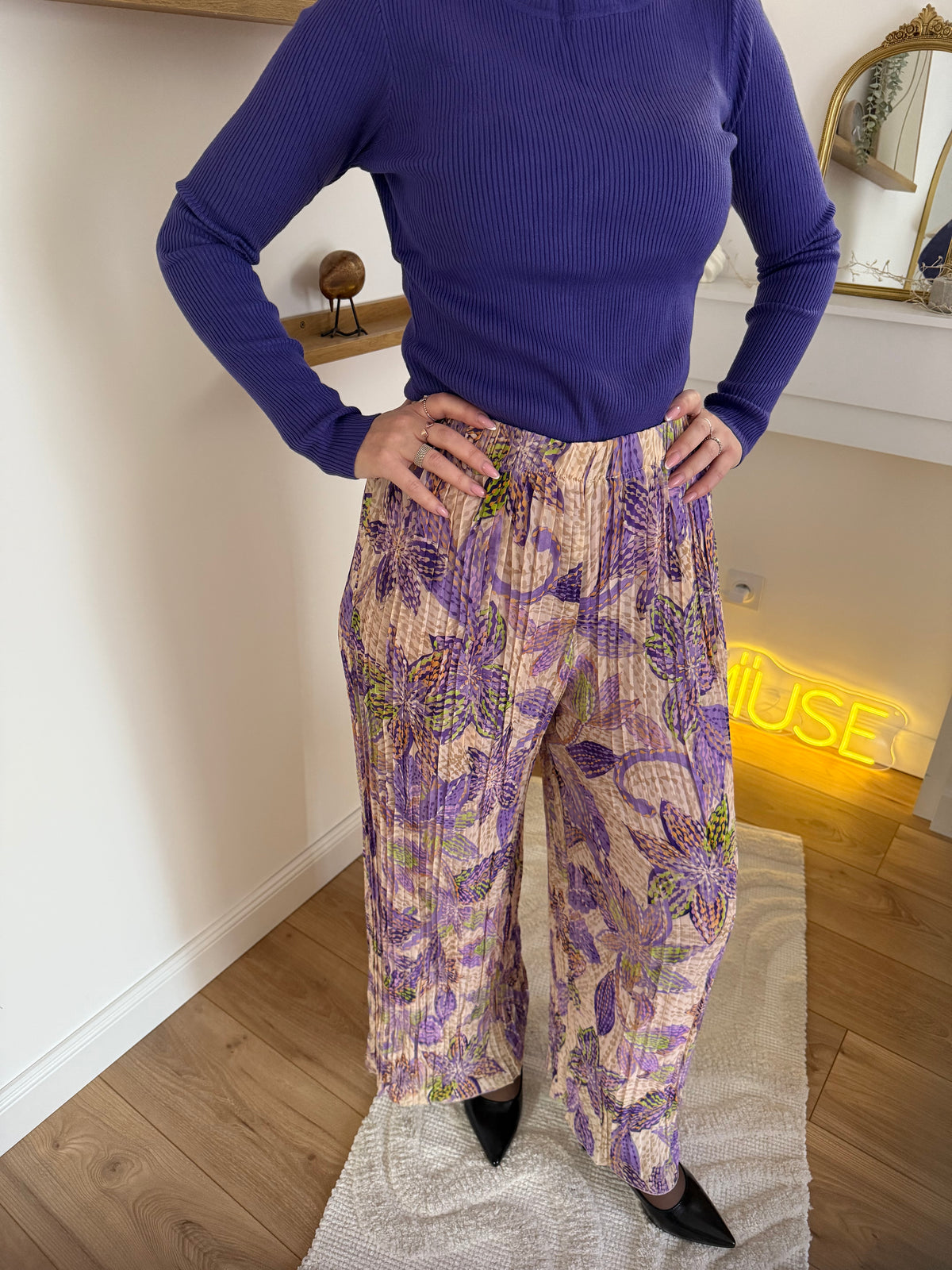 Pantalon large fluide imprimé SANDRO