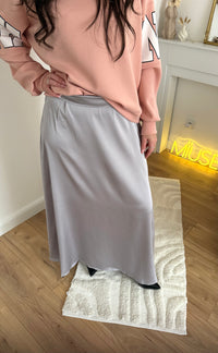 Jupe longue en satin grise  BEVERLY