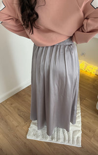 Jupe longue en satin grise  BEVERLY