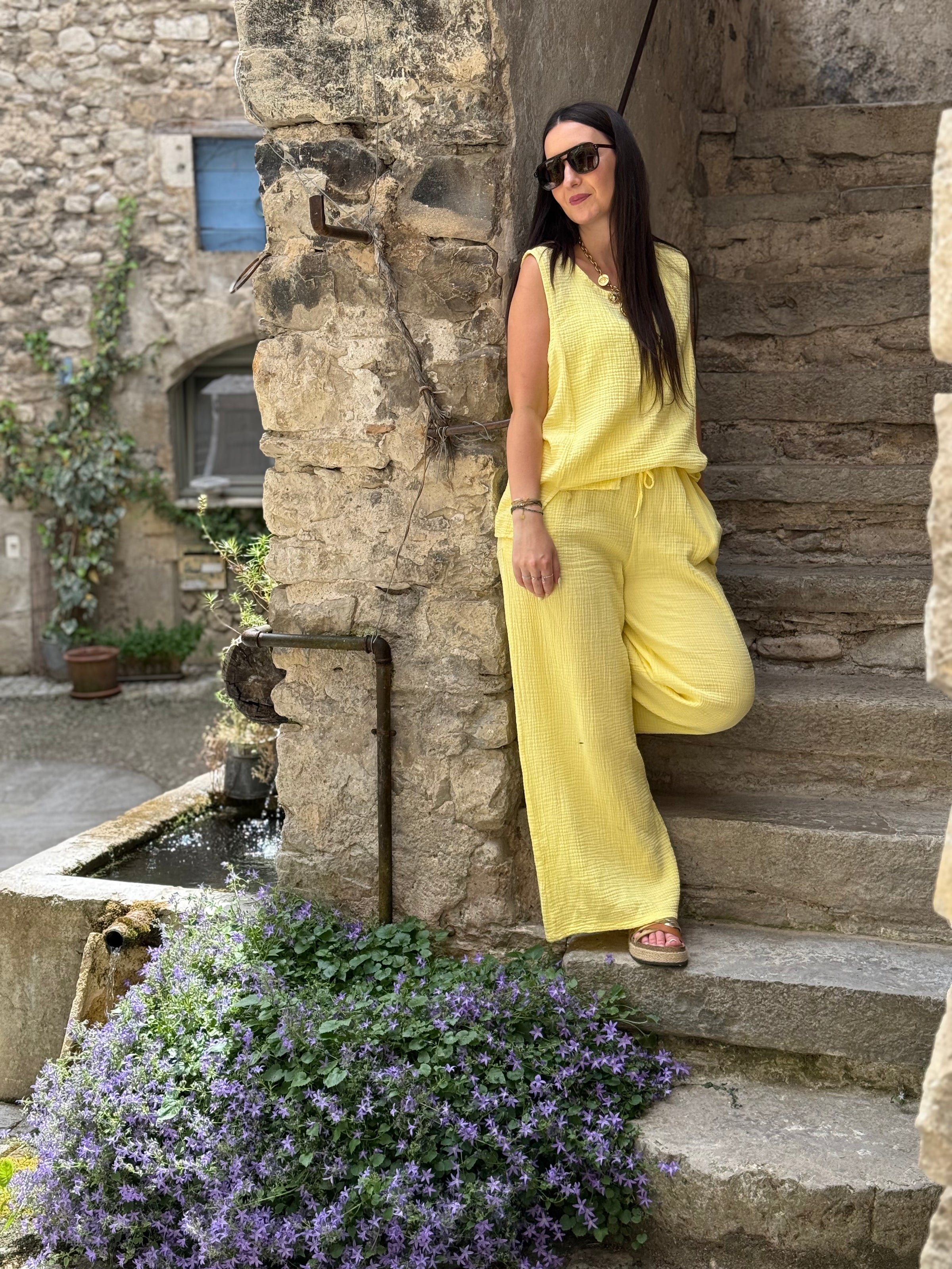 Ensemble Gaze De Coton PABLO Jaune Clair